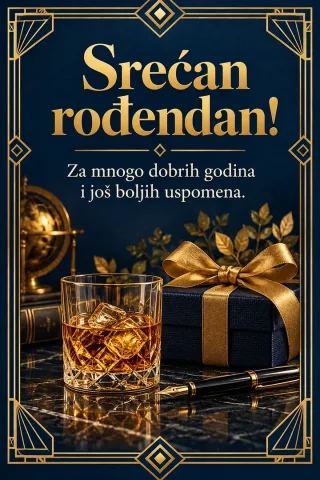 Čestitka · Srećan rođendan - Elegantno plava