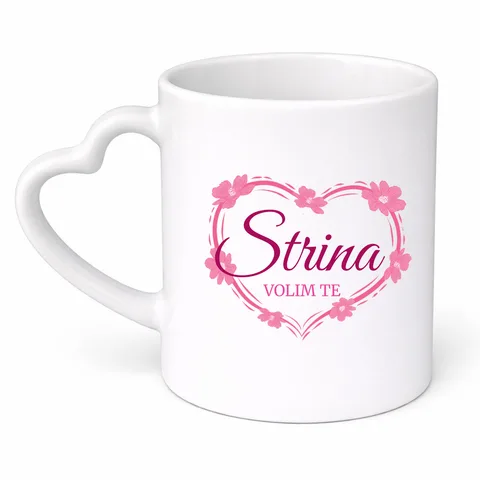 Strina volim te! - Šolja srce – izdelek sa printom