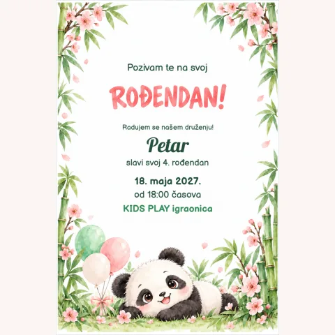 Pozivnica · Panda i bambus