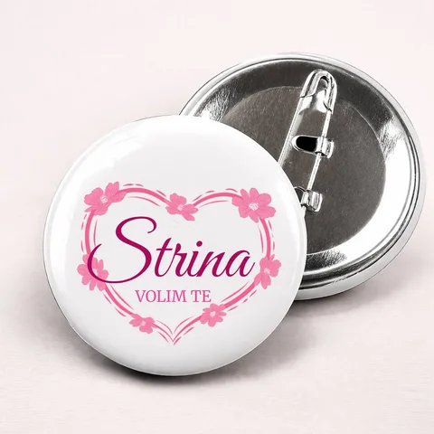 Strina volim te! - Bedževi – izdelek sa printom