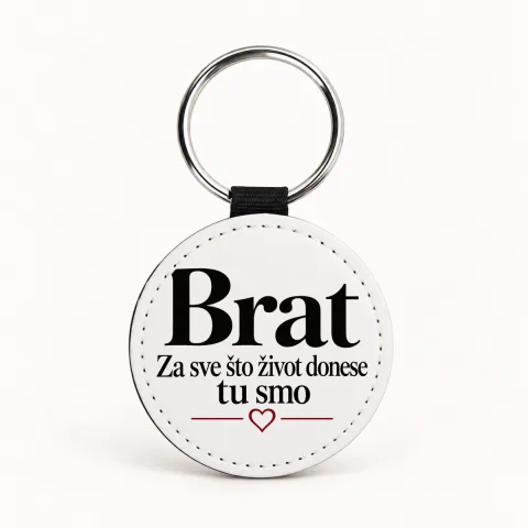 Brat — Za sve što život donese — tu smo - Kožni privjesak — okrugli