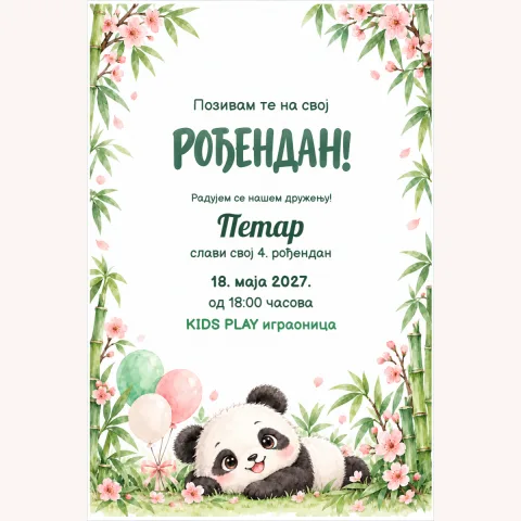 Pozivnica · Panda i bambus