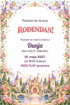 Pozivnica · Dvorac iz bajke na proizvodu